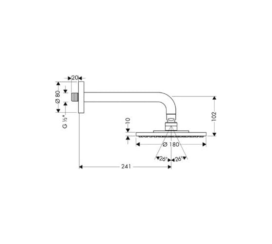 Верхний душ HANSGROHE 27476000 Raindance Air 180 00000007768