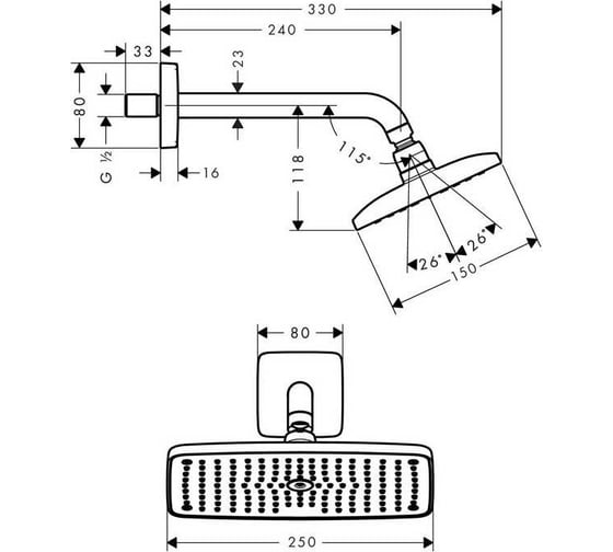 Верхний душ HANSGROHE 27370000 Raindance Е Air 1jet 240 00000007687