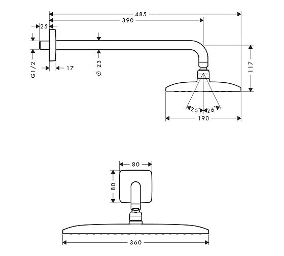Верхний душ HANSGROHE 27376000 Raindance Е Air 1jet 360 00000024463