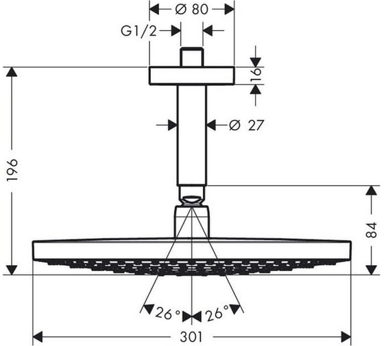 Верхний душ HANSGROHE 27337000 Raindance Select S 300 2jet 00000031133