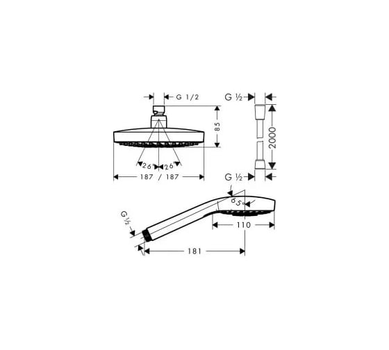 Душевая система HANSGROHE 27351400 Croma Select S 180 2jet 00000042194