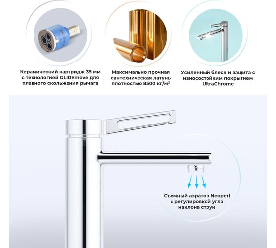 Смеситель для раковины в ванную комнату Wellsee ONCE and forever 201000066, в наборе 3 в 1 201000066