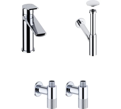 Смеситель для раковины в ванную комнату Wellsee ICON! for life в наборе 4 в 1 201000181