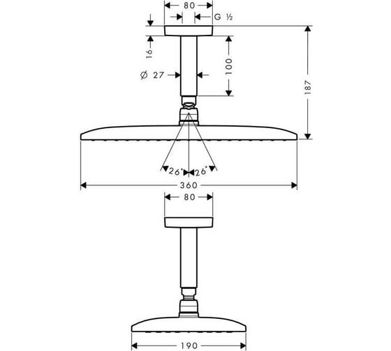 Верхний душ HANSGROHE 27381000 Raindance Е Air 1jet 360 00000007693