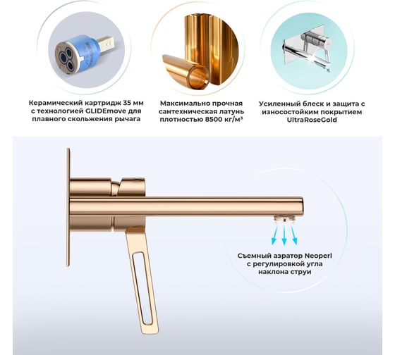 Встраиваемый смеситель Wellsee ONCE! and forever 182414001