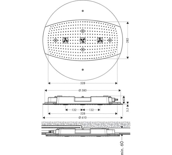 Верхний душ с термостатом HANSGROHE 28403000 Raindance Rainmaker 600 00000007993