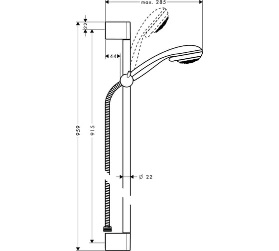 Душевой гарнитур HANSGROHE 27729000 Crometta 1jet/Unica'С 90 см 00000007845