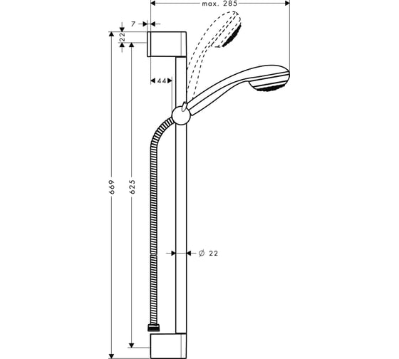 Душевой гарнитур HANSGROHE 27767000 Crometta 85 3jet/Multi/Unica'C 65 см 00000007861
