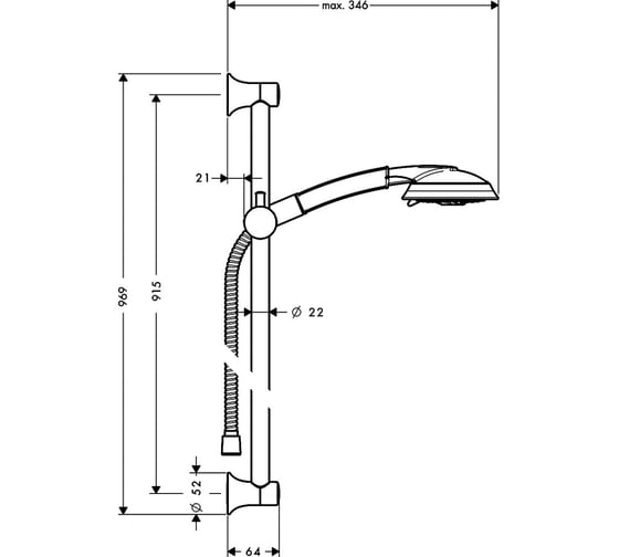 Душевой гарнитур HANSGROHE 27841000 Raindance Classic 100 AIR 3jet/Unica'Classic 90 см 00000007891