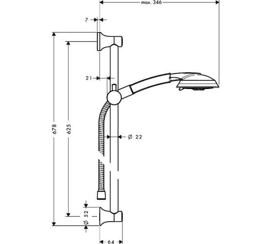 Душевой гарнитур HANSGROHE 27843090 Raindance Classic 100 AIR 3jet/Unica'Classic 65 см 00000053877