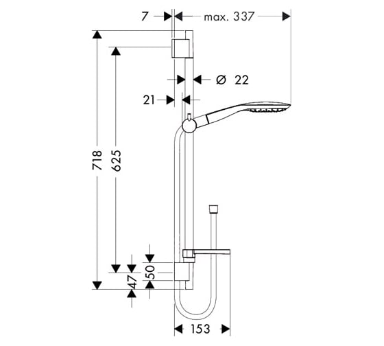 Душевой гарнитур HANSGROHE 27856400 Raindance Select E 150 3 jet 65 см 00000031161