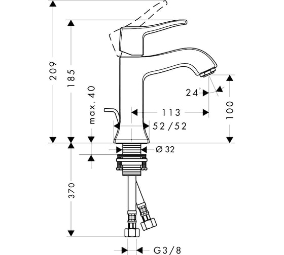 Смеситель для раковины HANSGROHE 31075000 Metris Classic 00000008147