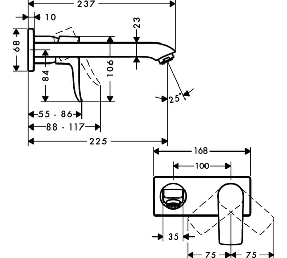 Смеситель для раковины HANSGROHE 31086000 Metris внешняя часть 00000008160