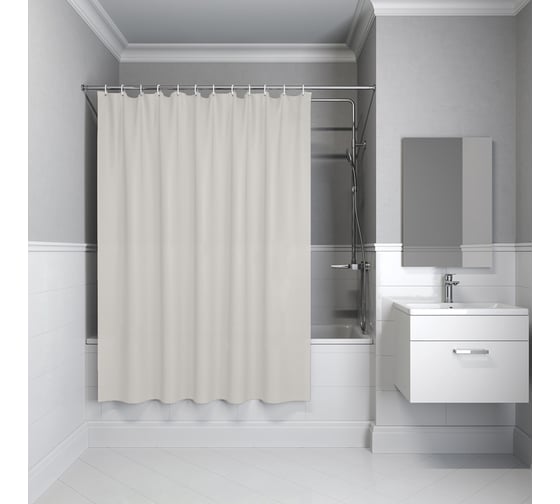Штора для ванной IDDIS 200x240 см, Полиэстер, бежевый BL02P24i11 1