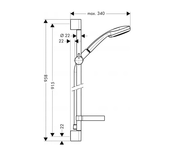 Душевой гарнитур Hansgrohe Croma 100 Multi/Unica 90cm 27774000