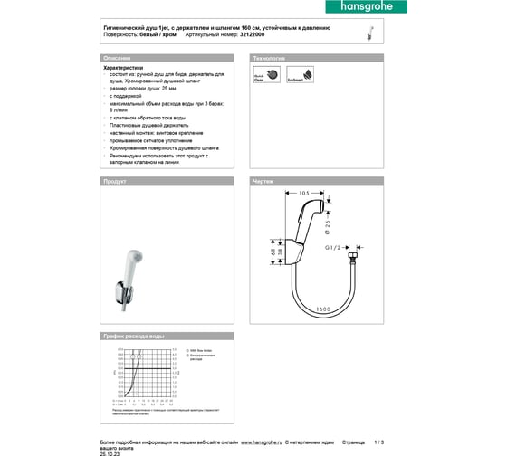 Гигиенический набор Hansgrohe 32122000