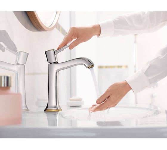 Смеситель для раковины 160 хром/золото HANSGROHE 31302090 Metropol Classic 00000053661