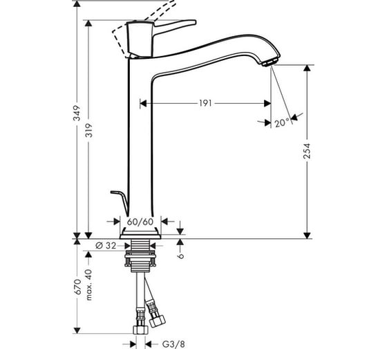 Смеситель для раковины 260 HANSGROHE 31303000 Metropol Classic 00000050940