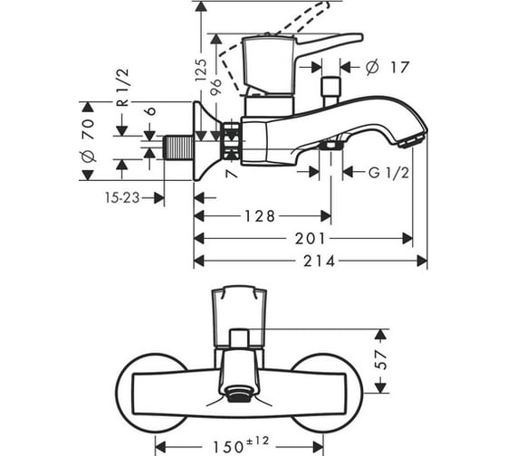 Смеситель для ванны HANSGROHE 31340000 Metropol Classic 00000050943