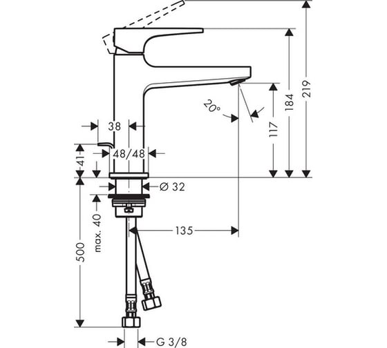 Смеситель для раковины 110 HANSGROHE 74506000 Metropol 00000053935
