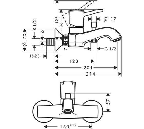 Смеситель для ванны хром/золото HANSGROHE 31340090 Metropol Classic 00000050473