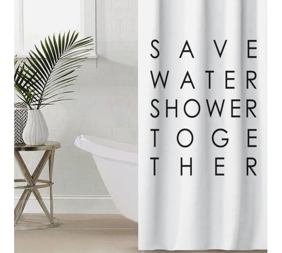 Штора для ванной Этель "Save water" 145x180 см, полиэстер 5494682
