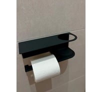 Держатель для туалетной бумаги ГеоПластБорд 23x8,5x8см с отделением для освежителя левый круглый цвет черный D02-01BL