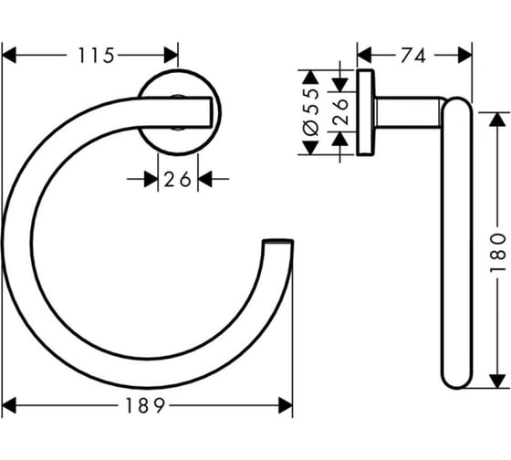 Полотенцедержатель HANSGROHE 41724000 Logis Universal кольцо 00000061853