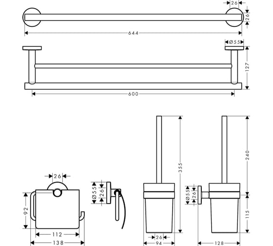 Набор аксессуаров HANSGROHE 41727000 Set Logis Universal 3 в 1 00000068511