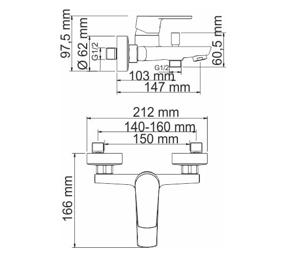 Смеситель для ванны WasserKRAFT Dill с коротким изливом 6101