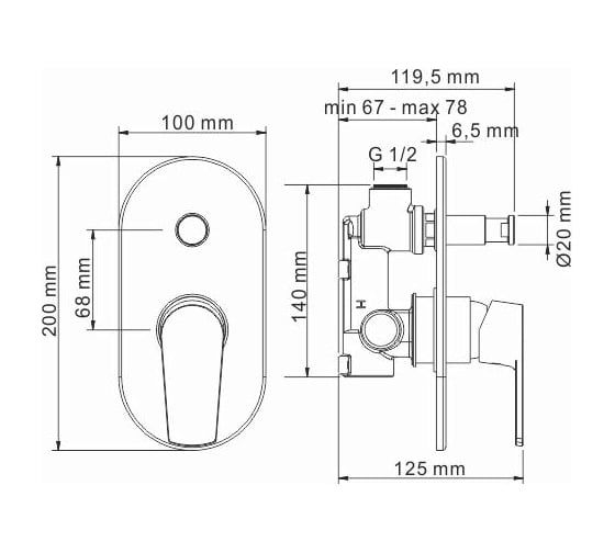 Смеситель для ванны и душа WasserKRAFT Dill 6161