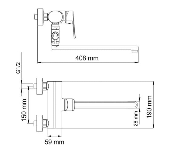 Смеситель для ванны WasserKRAFT Donau с длинным изливом 5302L