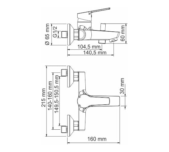 Смеситель для ванны WasserKRAFT Rhin с коротким изливом 4401