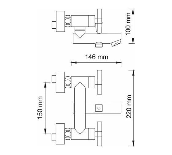 Смеситель для ванны WasserKRAFT Weser с коротким изливом 7801