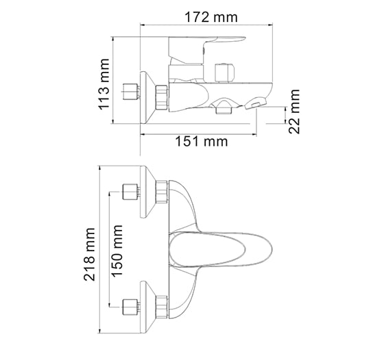 Смеситель для ванны WasserKRAFT Leine с коротким изливом 3501