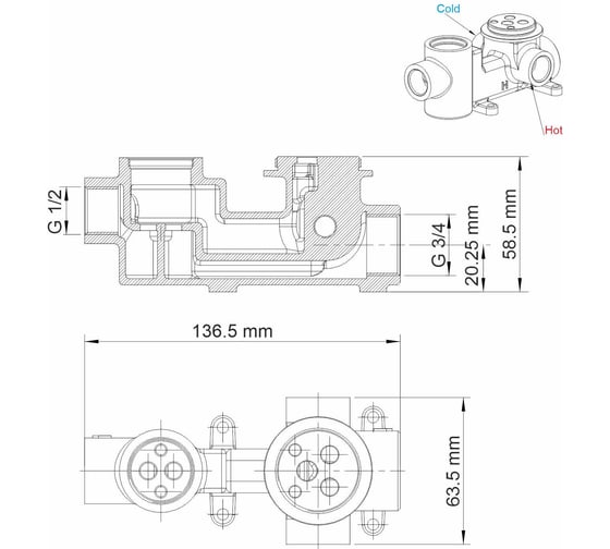 Смеситель для ванны и душа WasserKRAFT Wern 4241