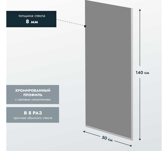 Стеклянная шторка на ванну Mebelvann 1400x500 SILVER BEN_403_SL_T_1400x500