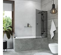 Стеклянная шторка на ванну Mebelvann 1400x900 (300-600) BLACK BEN-401_BL_T