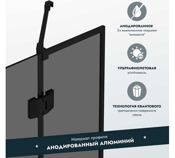 Стеклянная шторка на ванну Mebelvann 1400x900 (300-600) BLACK BEN-401_BL_T
