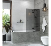 Шторка на ванну стеклянная 1400x900 (450-450) BLACK Mebelvann BEN_402_BL_T_1400x900