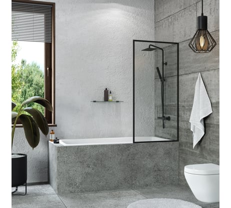 Стеклянная шторка на ванну Mebelvann 1400x700 BLACK BEN_406_BL_C_1400x700