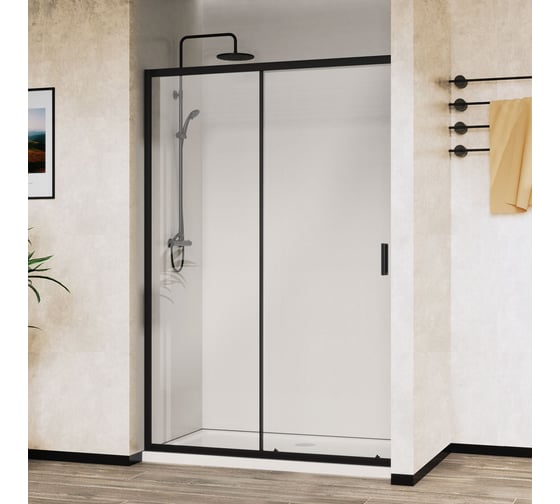 Душевая дверь VINCEA City 1200, черный, стекло прозрачное VDS-5CT120CLB