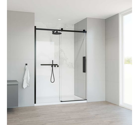 Душевая дверь VINCEA Como Soft 1400, черный, стекло прозрачное VDS-1CS140CLB 1