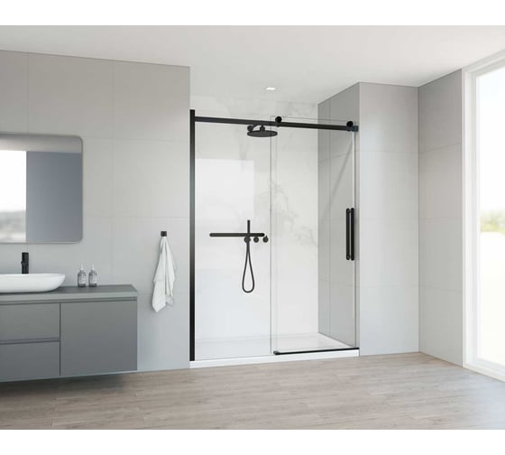 Душевая дверь VINCEA Como Soft 1500, черный, стекло прозрачное VDS-1CS150CLB