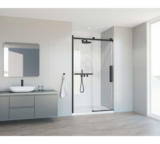 Душевая дверь VINCEA Como Soft 1200, черный, стекло прозрачное VDS-1CS120CLB
