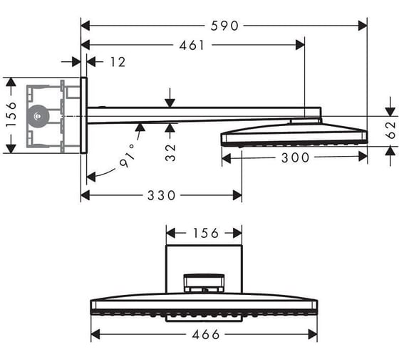 Верхний душ HANSGROHE 24007600 Rainmaker Select 460 3jet 00000058674