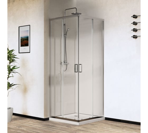 Душевой уголок VINCEA City 800x800, хром, стекло прозрачное VSS-5CT800CL