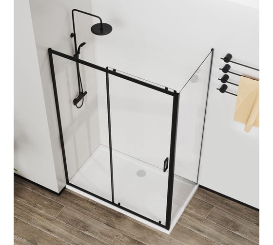 Душевой уголок VINCEA City 1200x900, черный, стекло прозрачное VSR-5CT9012CLB