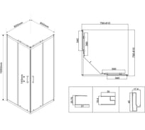 Душевой уголок VINCEA City 800x800, хром, стекло текстурное VSS-5CT800MT