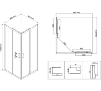 Душевой уголок VINCEA City 900x900, хром, стекло текстурное VSS-5CT900MT